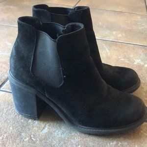 Black Suede Chelsea Booties